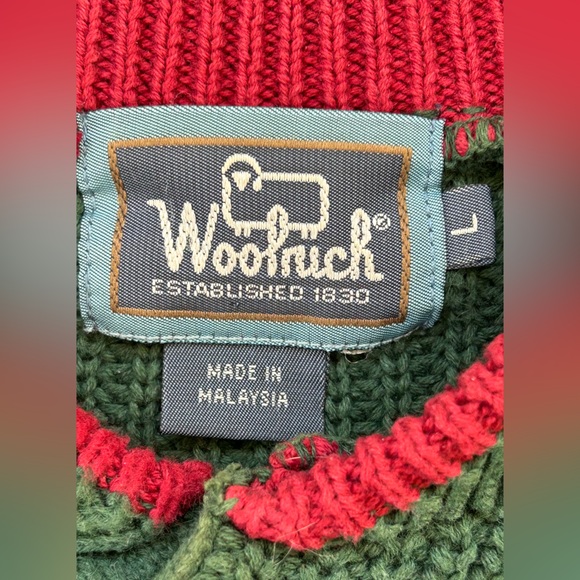 Woolrich Men’s Chunky Sweater Leather‎ Buttons Size Large - Picture 5 of 9